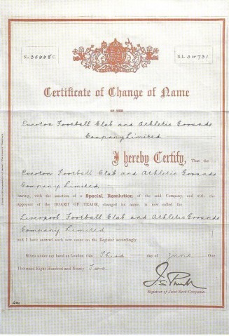 Liverpool's birth certificate - The Empire of The Kop