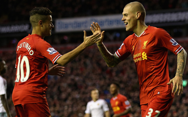(Image) Martin Skrtel poses with Coutinho to celebrate new contract