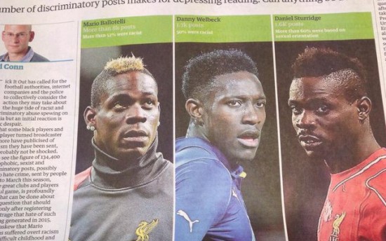Guardian racism article Mario Balotelli Daniel Sturridge Danny Welbeck Liverpool Arsenal