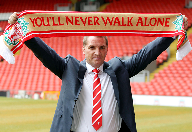 Football - Liverpool - Brendan Rodgers Press Conference - Anfield - 1/6/12 Brendan Rodgers poses after being announced as the new Liverpool manager Mandatory Credit: Action Images / Ed Sykes Livepic