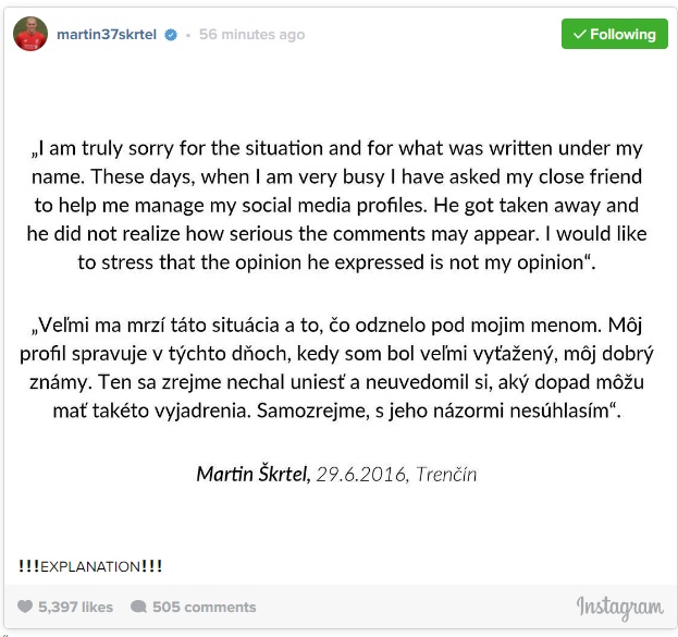 Skrtel apology