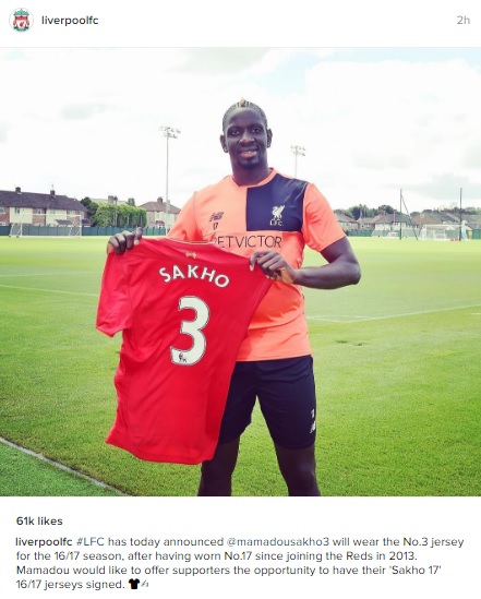 Mamadou Sakho shirt change