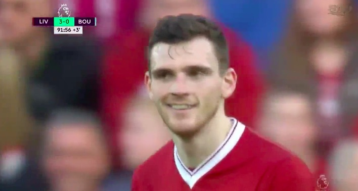 (Video) Watch Robertson’s reaction to Anfield singing his name…