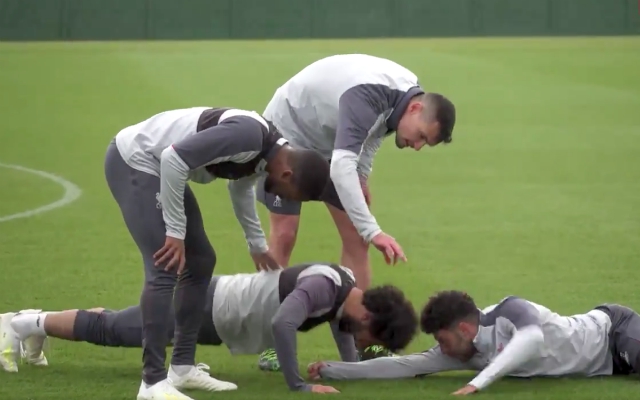(Video) – Salah faces forfeit after losing to Lovren in crossbar challenge