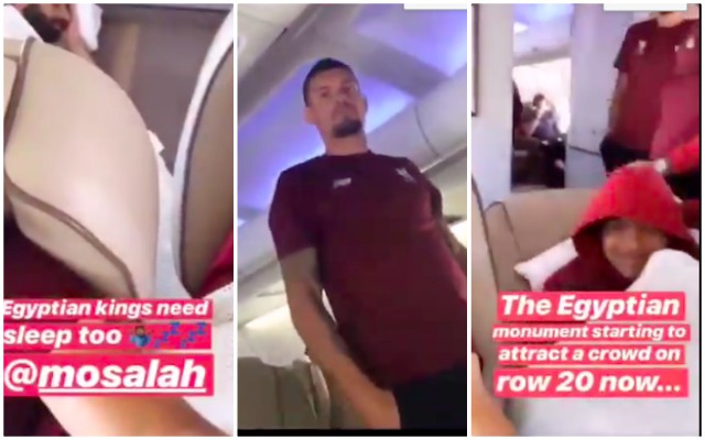 (Video) Ox trolls Sleepy Salah on plane to Marbella; Lovren lost without best mate