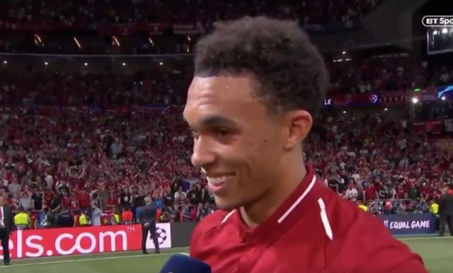 Video: “I’m just a normal lad from Liverpool” – Alexander-Arnold gives heartwarming interview following LFC CL final victory