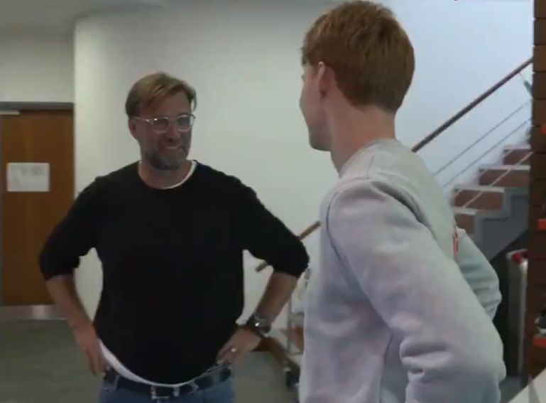 (Video) Jurgen Klopp meets with new Liverpool signing at Melwood