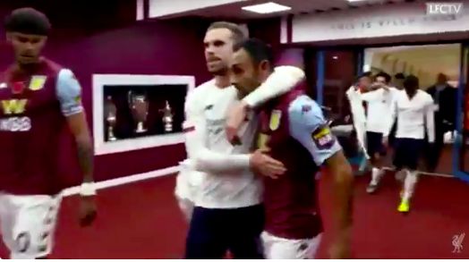 (Video) Tyrone Mings has a dig at Liverpool captain Jordan Henderson in tunnel after game