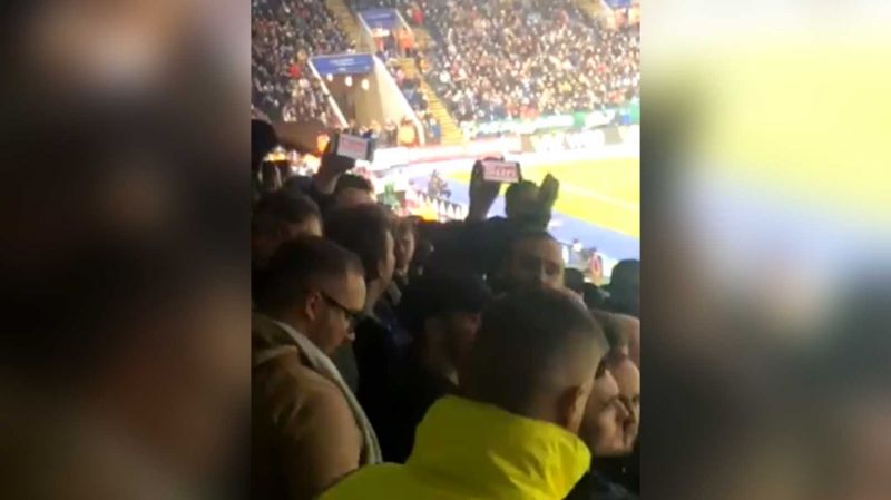 (Video) Some vile Leicester fans show LFC supporters ‘the S*n’ logo as Reds thrash the Foxes 4-0