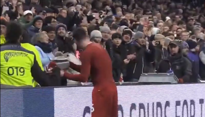 (Video) Classy Robbo & Hendo throw their shirts into away end after Spurs triumph