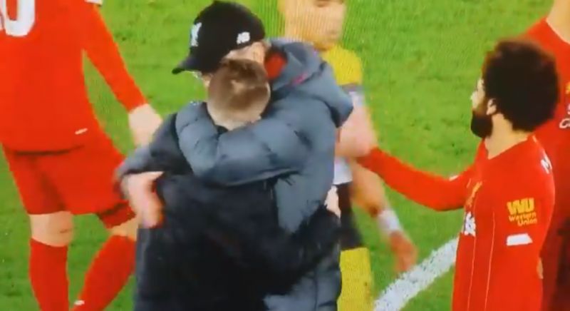 (Video) Danny Ings exchanges hugs with Jurgen Klopp & LFC stars after full-time
