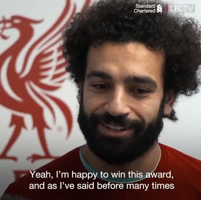 (Video) Mo Salah buzzing after being named LFC Player of the Month