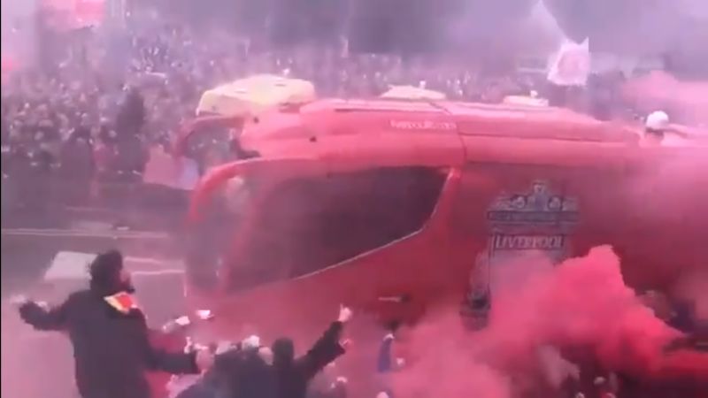 (Video) ‘Absolute scenes at Anfield’ Thousands of LFC fans welcome coaches in typical European night fashion