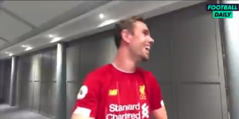 (Video) Henderson interview interrupted by LFC players singing after PL title was confirmed