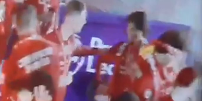 (Video) Henderson shows class by ensuring shy Minamino joins in with LFC celebrations