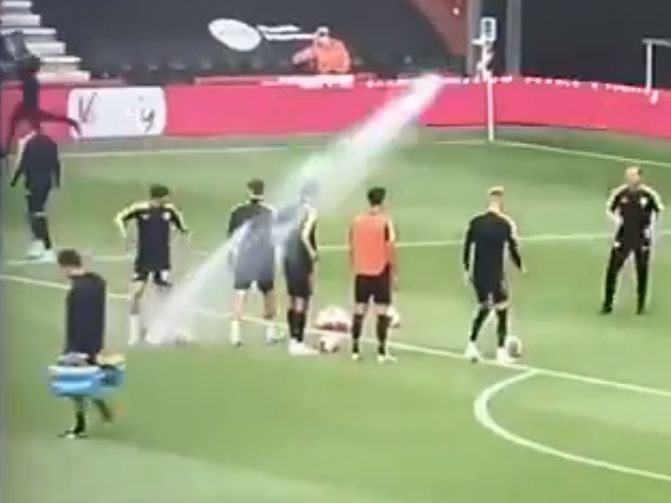 (Video) Funny moment on-loan LFC winger Harry Wilson gets soaked by a sprinkler