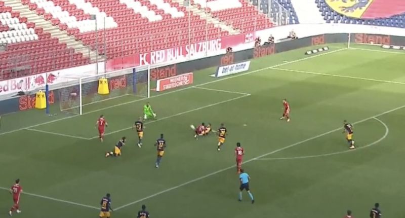 (Video) Brewster finishes with usual class into roof of net for Liverpool v Rb Salzburg