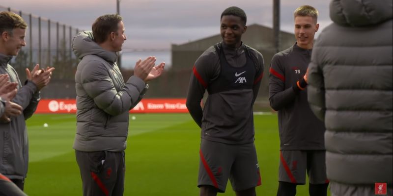 (Video) Liverpool team sing Happy Birthday to Koumetio as youngster trains with senior squad