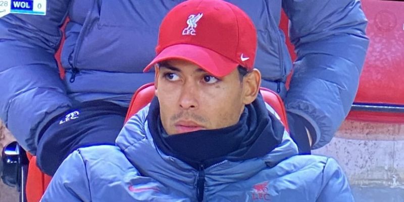 (Photo) Virgil van Dijk in attendance as Liverpool face Wolves at Anfield