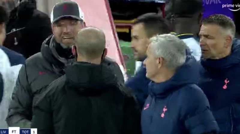 (Video) Mourinho and Klopp’s post-match argument in which Jurgen laughs off Jose’s bitter rubbish