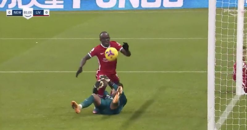 (Video) Liverpool’s penalty shout: Darlow holds Sadio Mane’s leg to stop tap-in