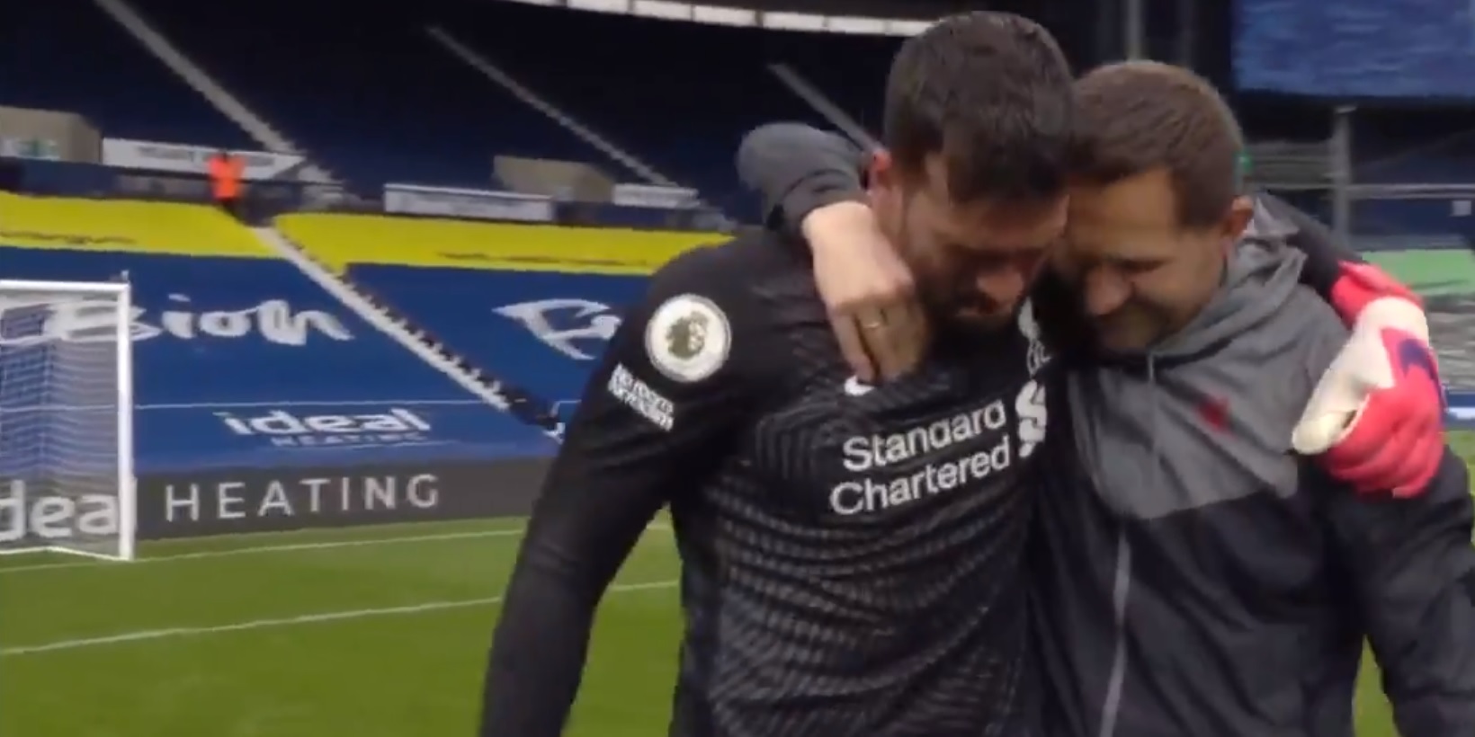 (Video) Alisson in tears at FT whistle after scoring injury-time winner to keep Liverpool’s top four hopes alive