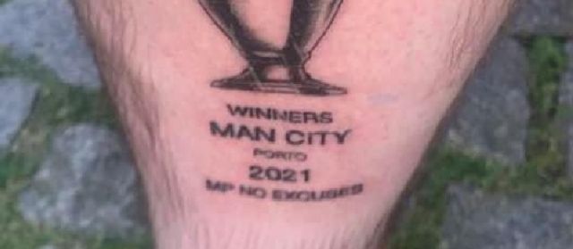Photo) Man City fan gets Champions League winners tattoo before final defeat