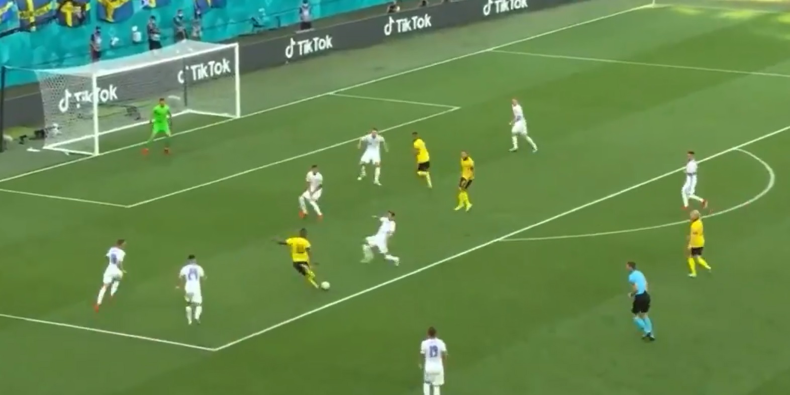 (Video) Liverpool-linked Isak’s ridiculous solo run from the halfway line sees him beat three men before firing away shot