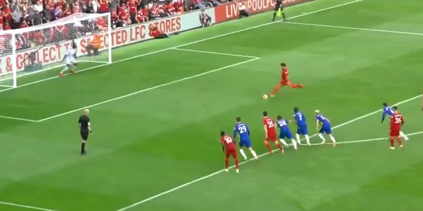 (Video) Salah scores penalty equaliser after Anthony Taylor sends off Reece James for goal-line handball