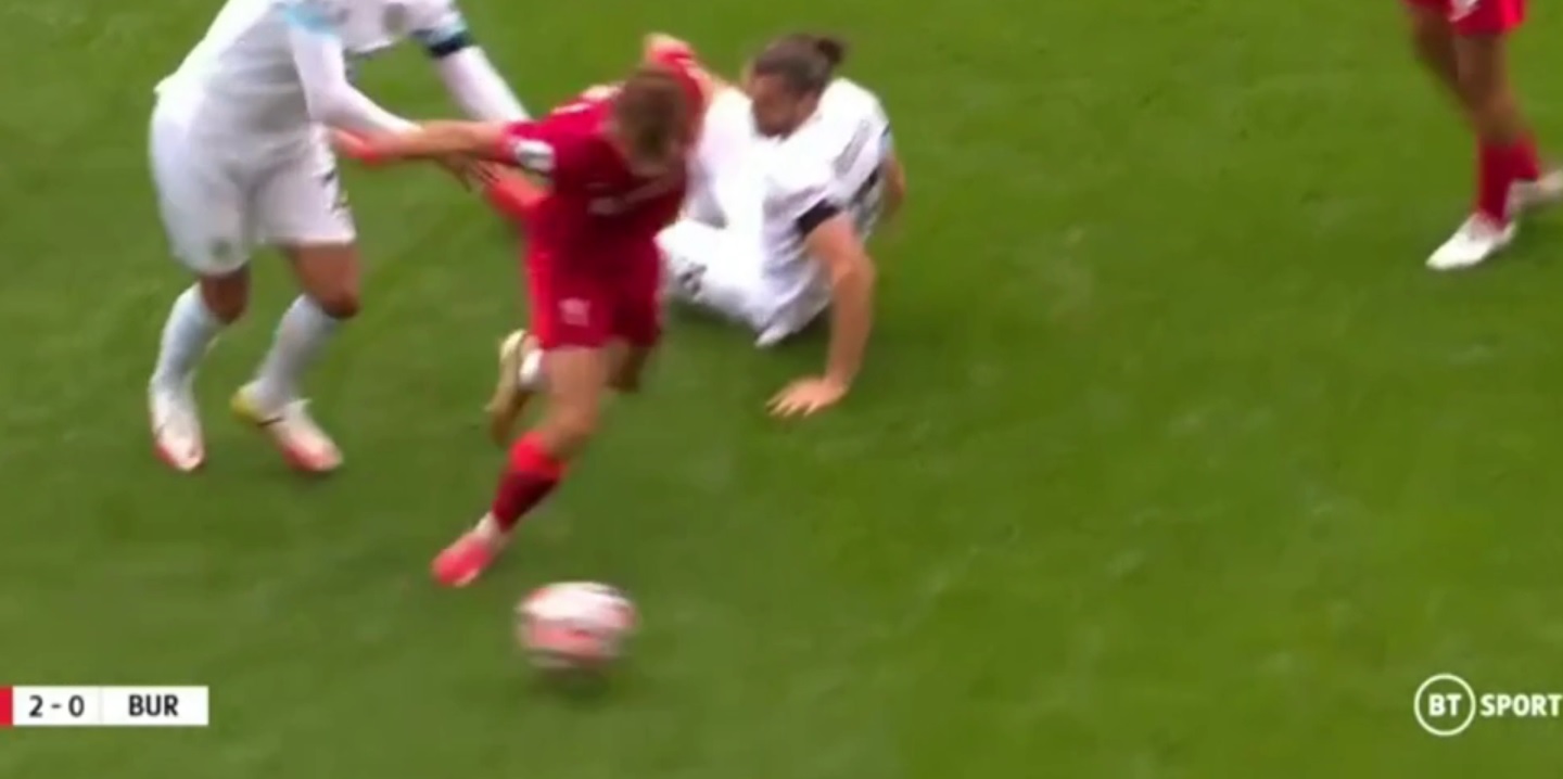 (Video) Liverpool fans go mad for tough tackling Tsimikas as Anfield erupts