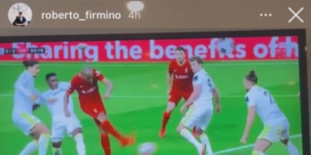 (Video) “Vamooos!”: Firmino celebrates Fabinho’s goal as forward supports Liverpool from home