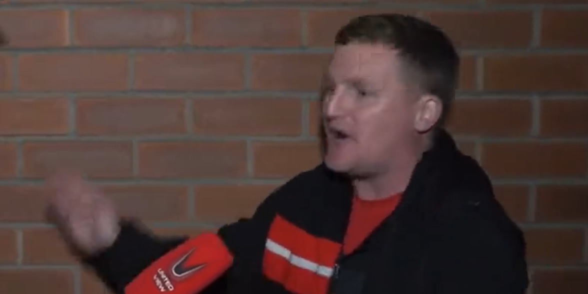 (Video) Distraught United fan says Solskjaer should have forfeited Liverpool tie at half-time to keep the scoreline down in viral clip