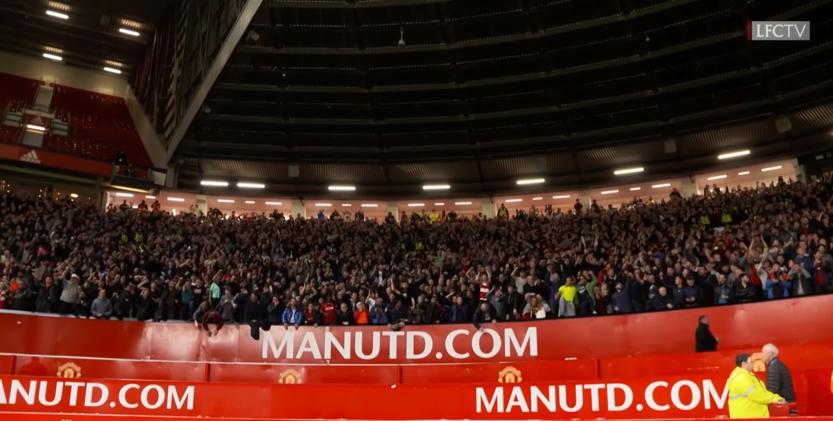 (Video) Old Trafford away-end bouncing at full-time with Bobby Firmino and Mo Salah chants after 5-0 victory over Man United