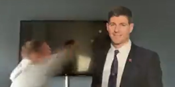(Video) ‘Is that Jay Spearing?’ – TV executive shares clip of Rangers fan battering Steven Gerrard cutout