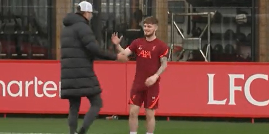 (Video) Liverpool fans will love wholesome clip of Harvey Elliott getting a Jurgen Klopp hug