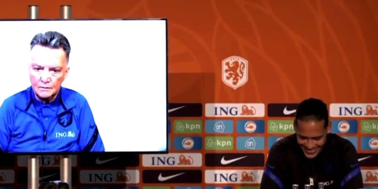 (Video) Virgil van Dijk in fits of laughter at Louis van Gaal’s press conference as his manager explains how he fell off his bike