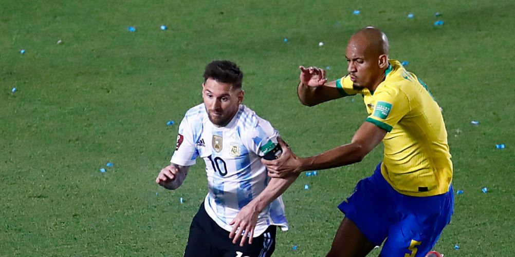 Reaction as Fabinho ‘keeps Lionel Messi in his pocket’ during Brazil vs. Argentina game is shared by some fans online