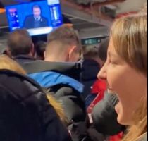 (Video) Hilarious moment as Liverpool fans mock Manchester United in Anfield concourse
