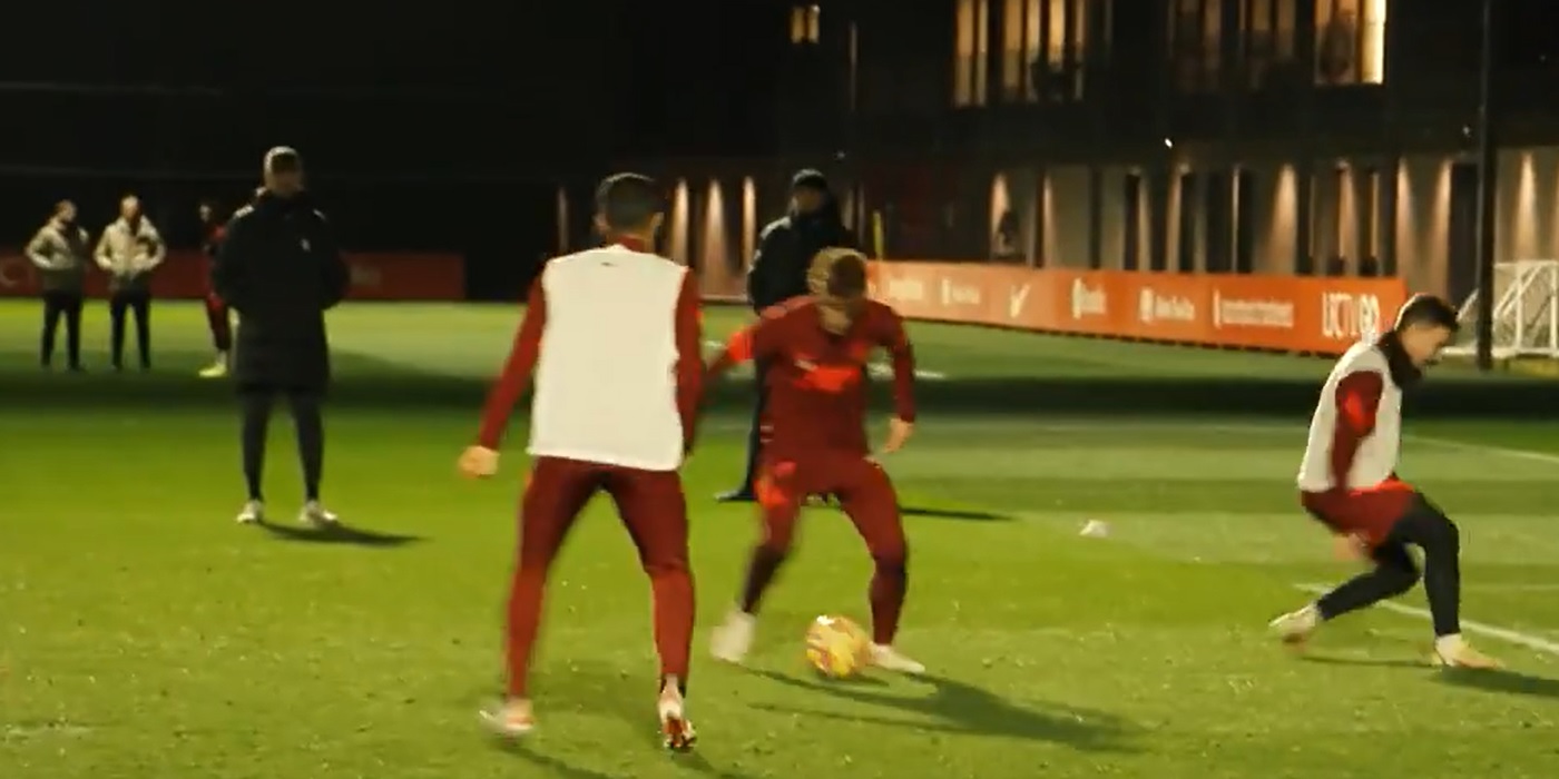 (Video) Tsimikas sends Liverpool teammate for the Echo with cheeky training roulette