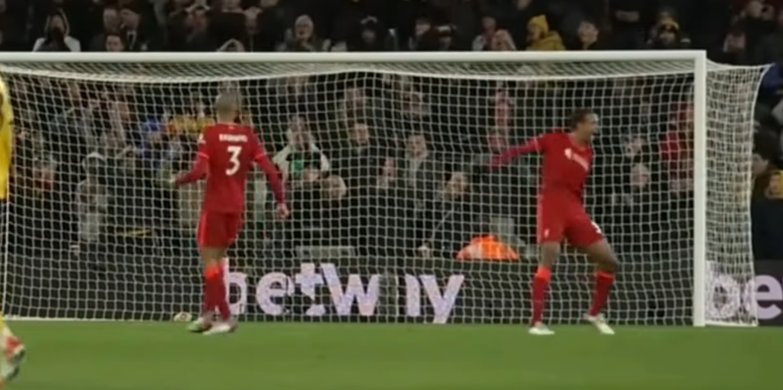 (Video) Joel Matip absolutely loses it at the linesman in hilarious mid-Wolves reaction