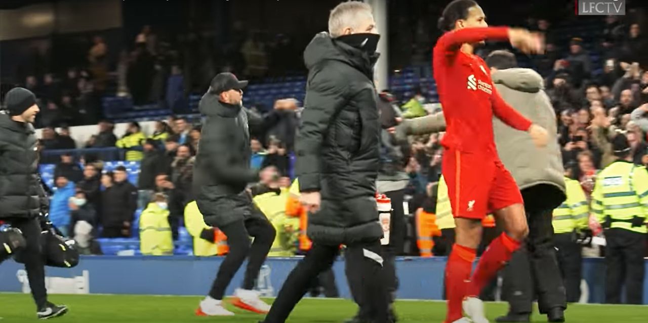(Video) Watch as Virgil van Dijk mimics Jurgen Klopp’s fist-pumps after Everton victory