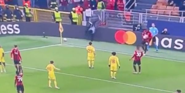 (Video) Hilarious moment captured as AC Milan ballboy falls over advertising boards and lands face first on San Siro pitch