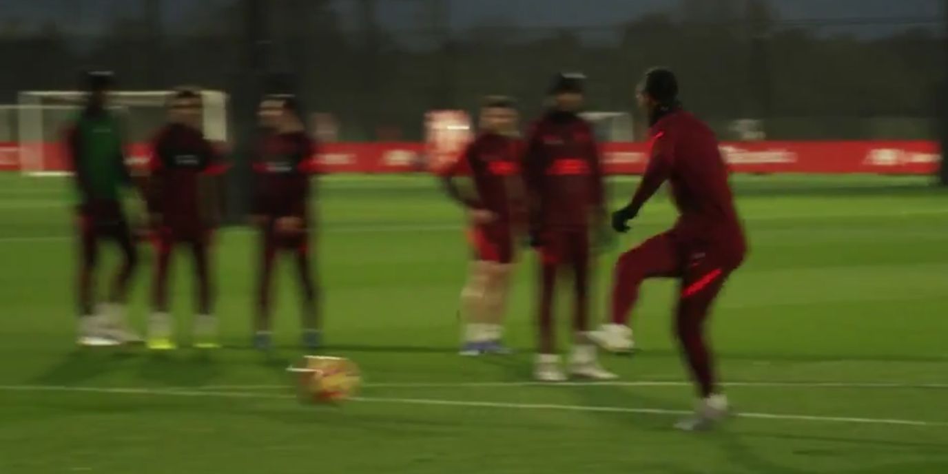 (Video) Watch as Virgil van Dijk pulls off a brilliant no-look finish in Liverpool training ahead of Aston Villa game