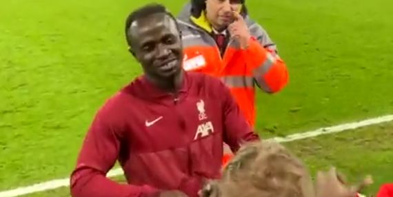 (Video) Watch as Sadio Mane signs shirts and poses for pictures on the pitch after full-time whistle against Aston Villa