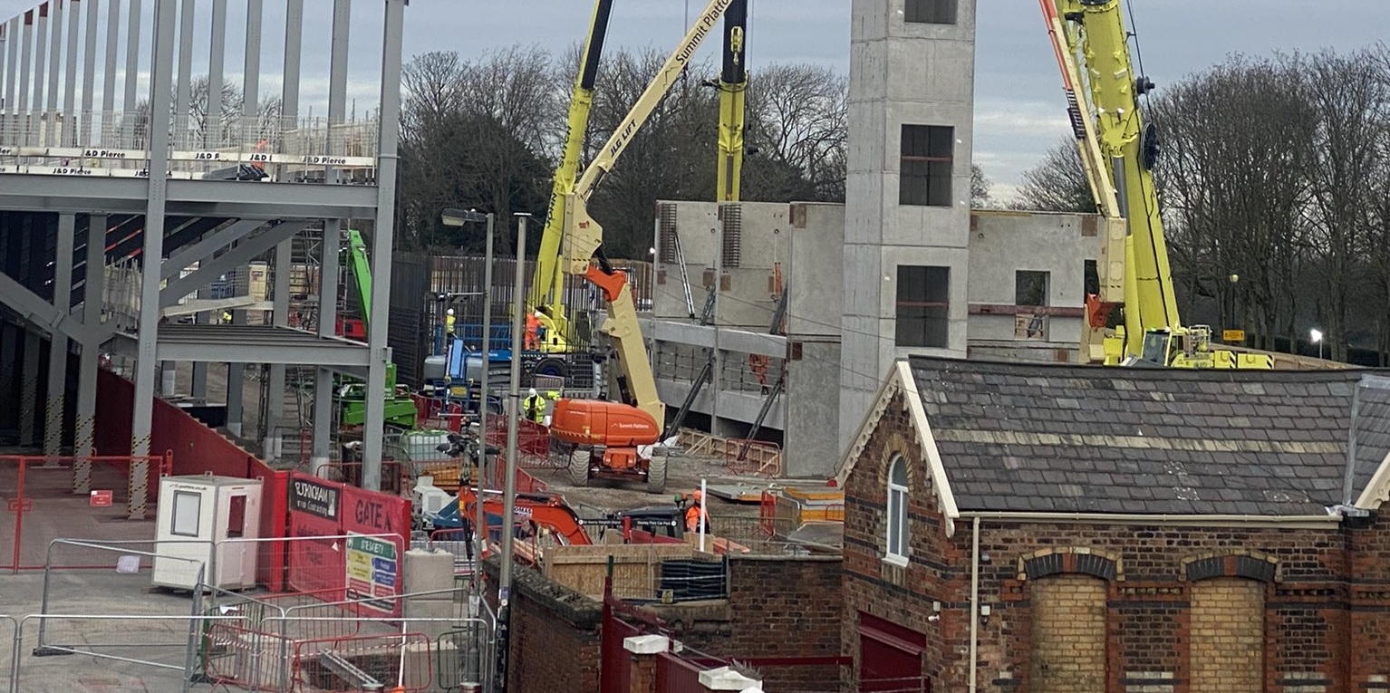 (Photos) Annie Road End progress snaps show Liverpool development leap as elevator shafts erected