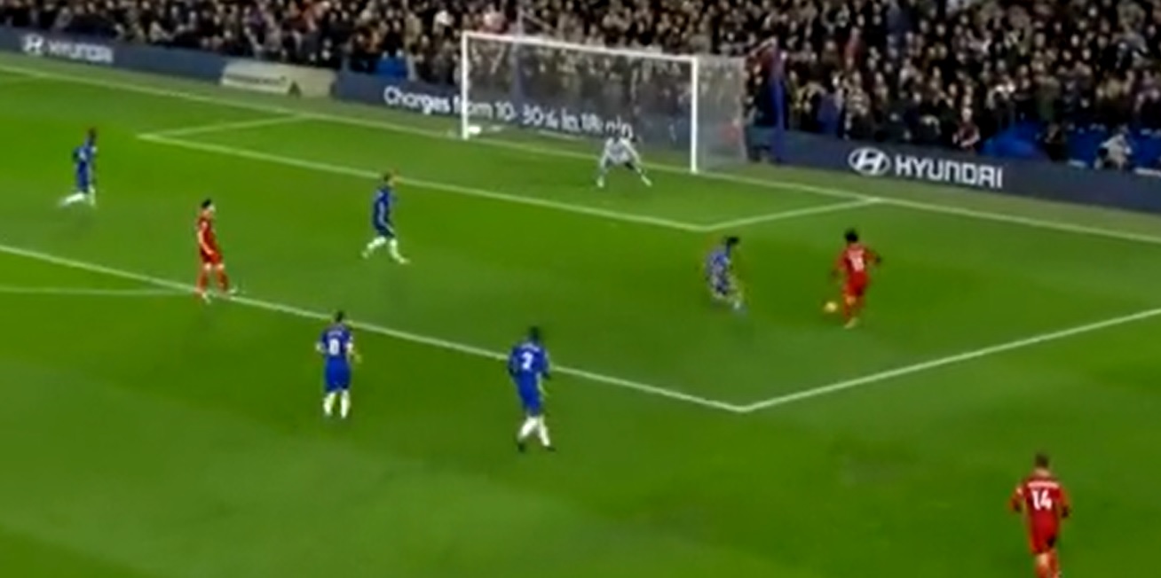 (Video) Salah’s world-class touch enables absurd goal to double Liverpool’s lead at Stamford Bridge