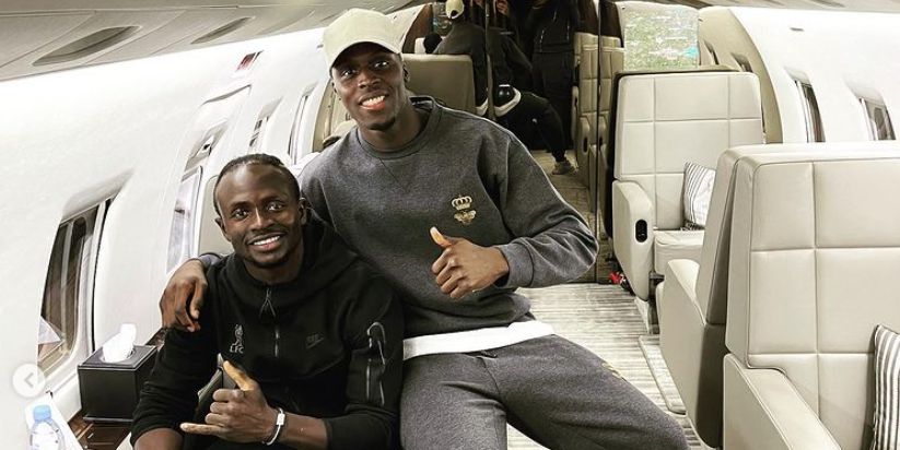 (Image) Sadio Mane and Edouard Mendy share a picture as they travel together to join with the rest of Senegal’s AFCON squad