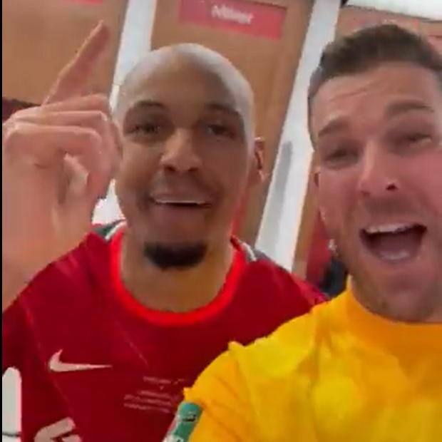 (Video) Adrian shares glorious scenes inside Liverpool dressing room at Wembley after League Cup win