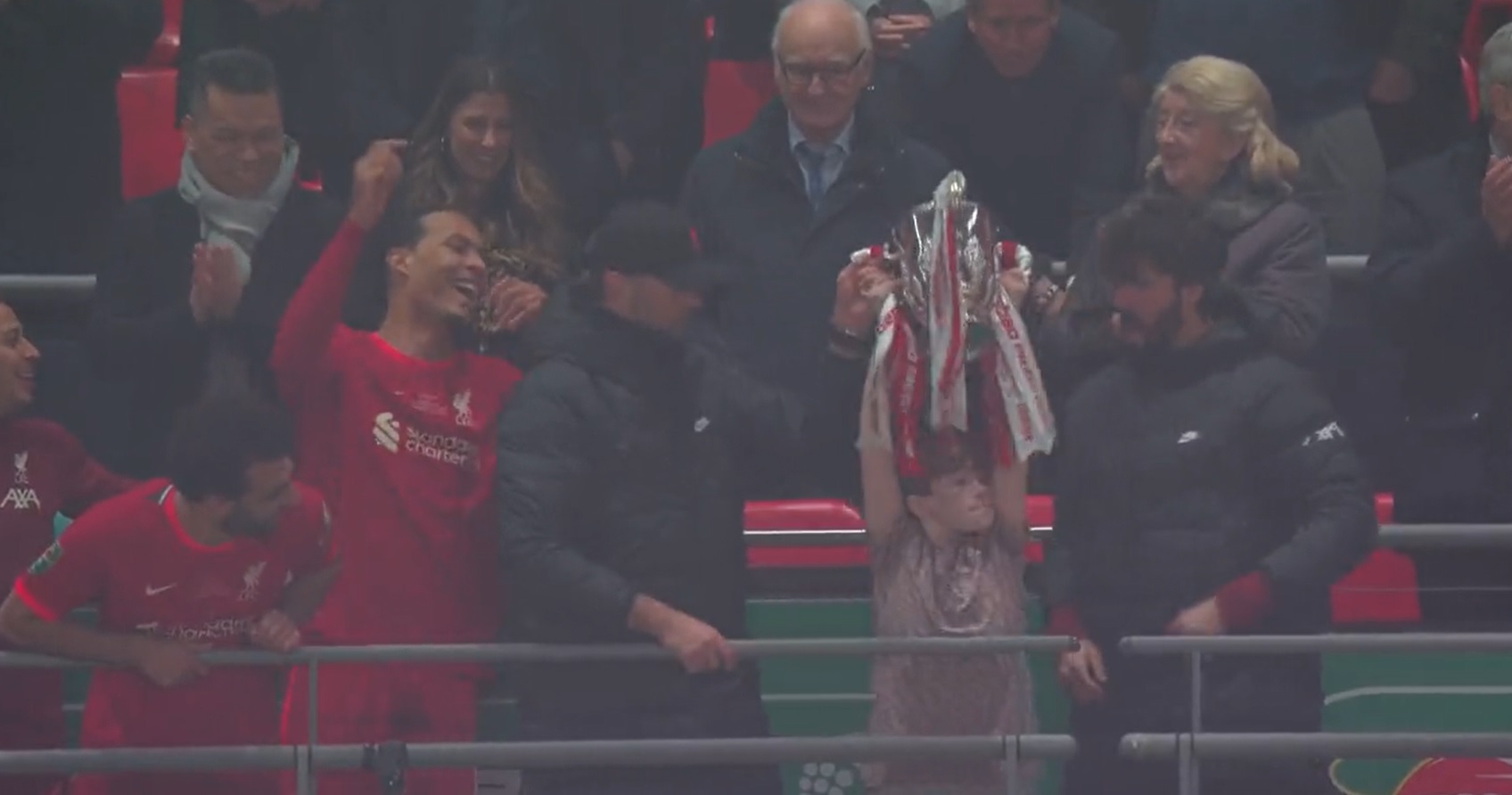 (Video) Brilliant moment Klopp shares trophy lift moment with young Liverpool fan