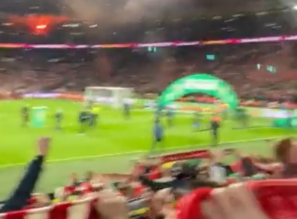 (Video) Liverpool fans deliver spine-tingling rendition of YNWA in incredible full-time scenes at Wembley